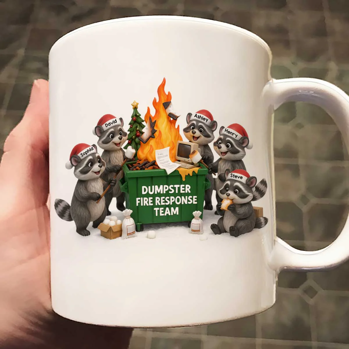Funny Raccoon Dumpster on Fire Response Team - Personalized Mug - Funny Holiday Gift for Coworkers - Image 2