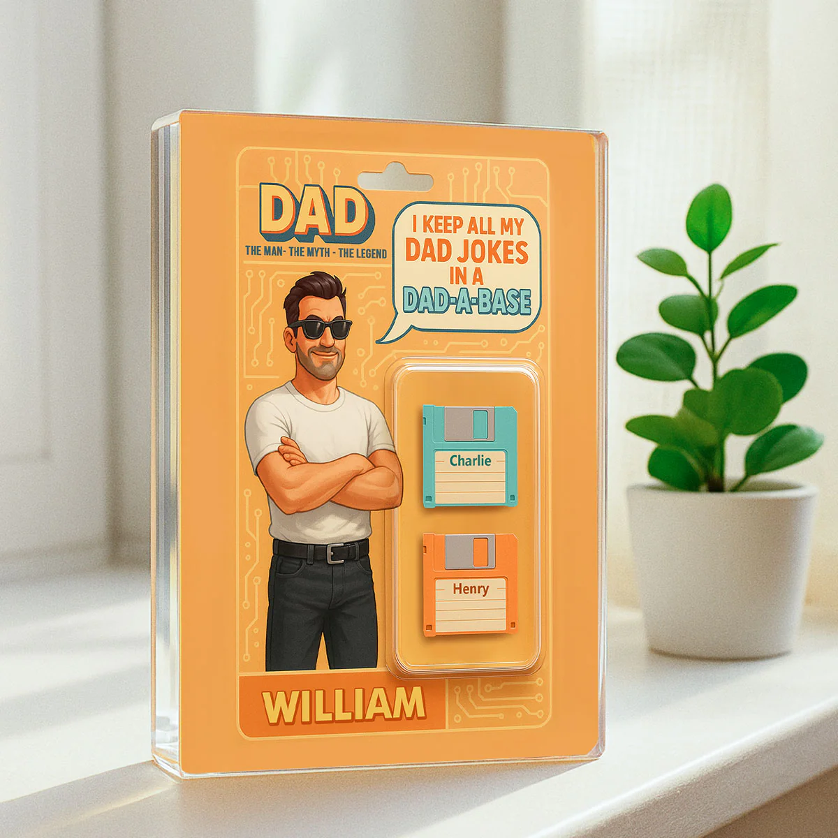 Funny Retro Cartoon Dad Jokes Custom Action Figure Personalized Acrylic Block Plaque, Gift for Dad - Image 3