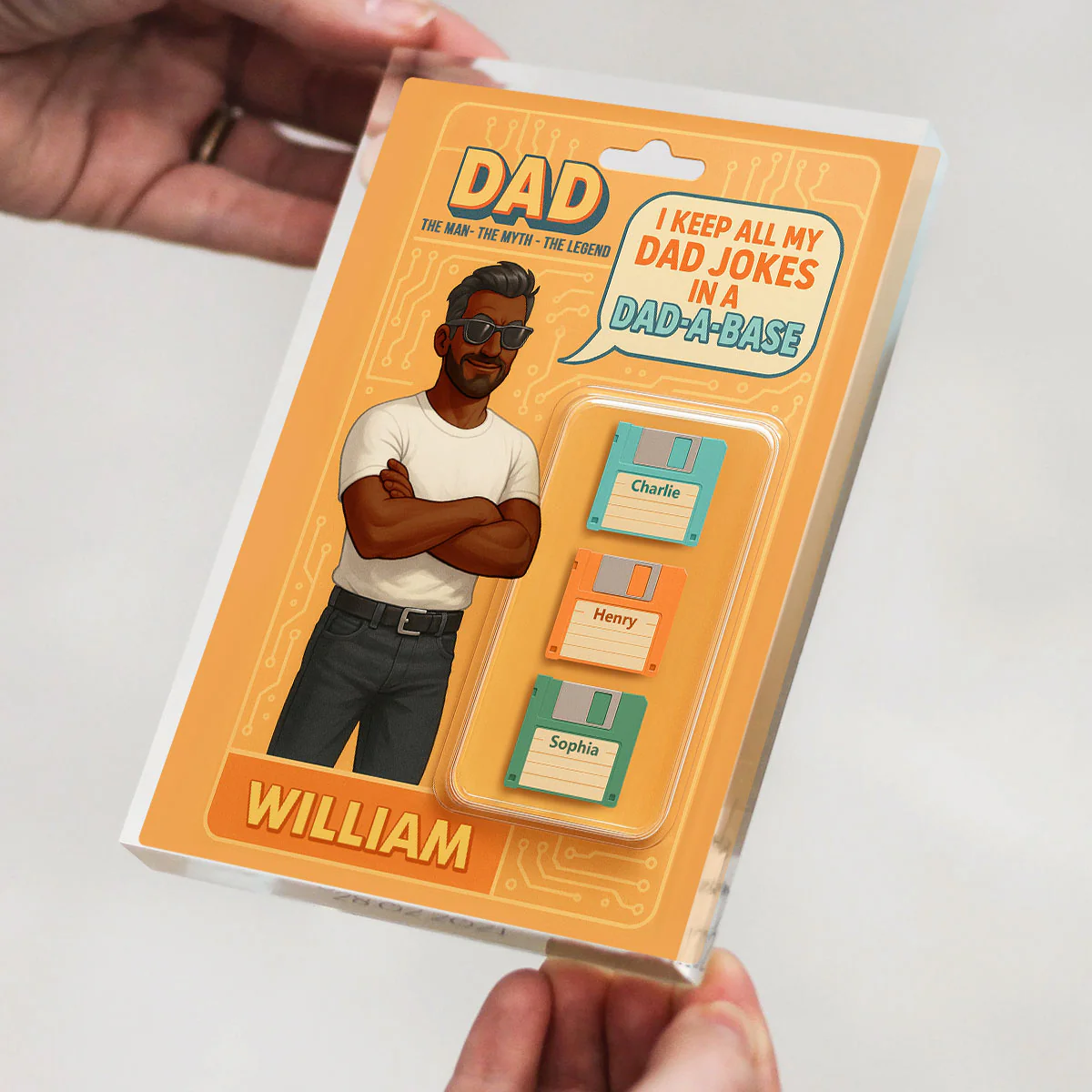 Funny Retro Cartoon Dad Jokes Custom Action Figure Personalized Acrylic Block Plaque, Gift for Dad - Image 4