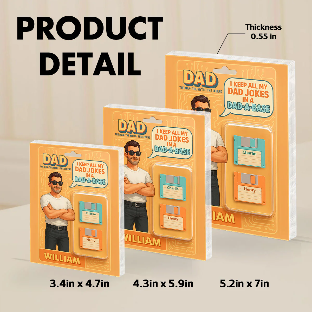 Funny Retro Cartoon Dad Jokes Custom Action Figure Personalized Acrylic Block Plaque, Gift for Dad - Image 9