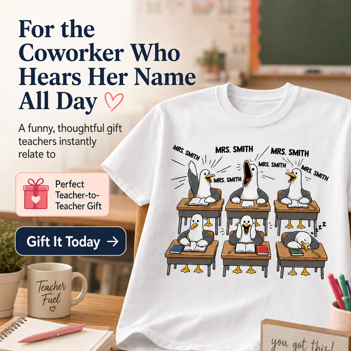 Funny Seagull Teacher - Personalized Shirt - Back To School Gift - Image 8