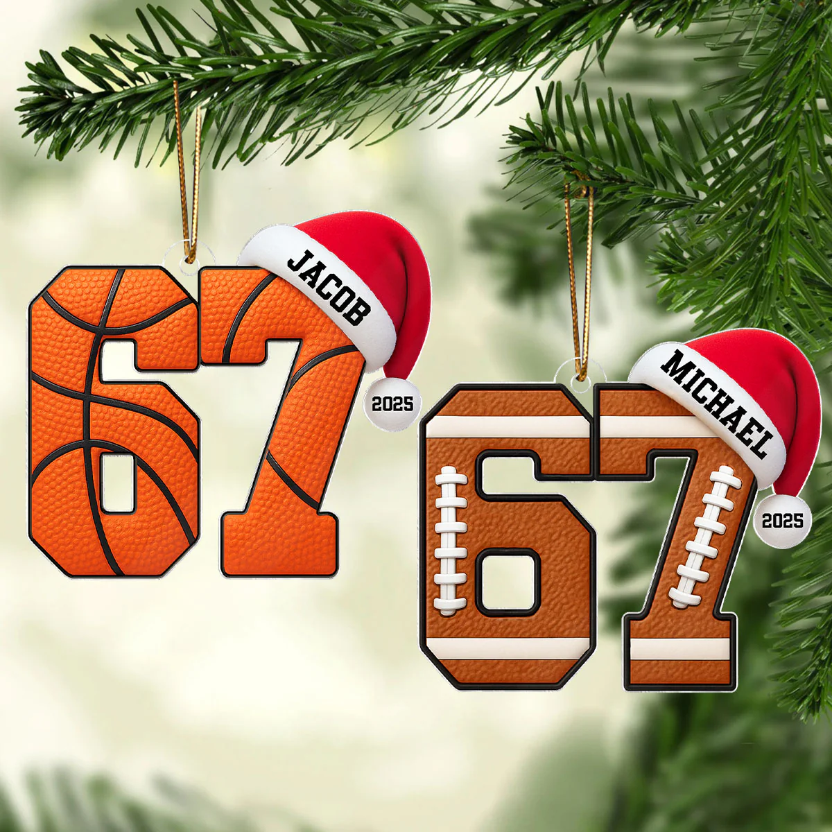 Funny Six Seven 67 Sports - Personalized Acrylic Ornament - Funny Teenager Christmas Gifts, Teen Slang