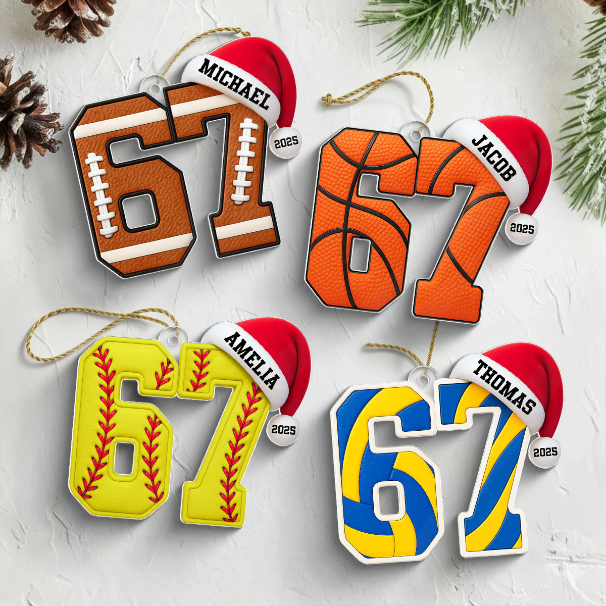 Funny Six Seven 67 Sports - Personalized Acrylic Ornament - Funny Teenager Christmas Gifts, Teen Slang - Image 5