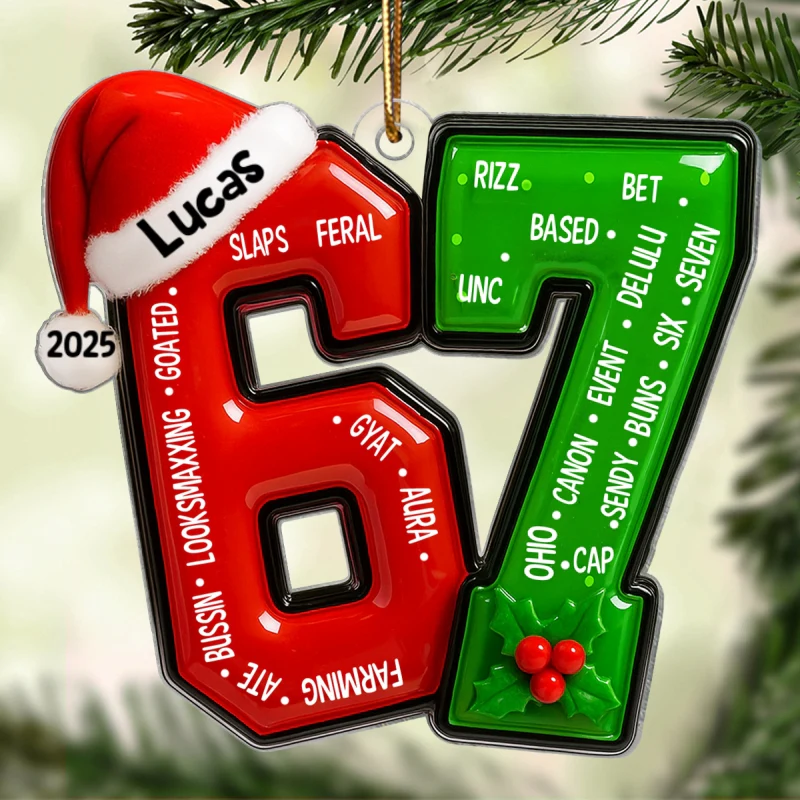Funny Teen Slang Ornament 67 - Personalized Acrylic Ornament - Custom Name Christmas Ornament for Teens, Gen Z Meme Ornament, Cool Boy Gift, 2025 Trend Ornament - Image 10