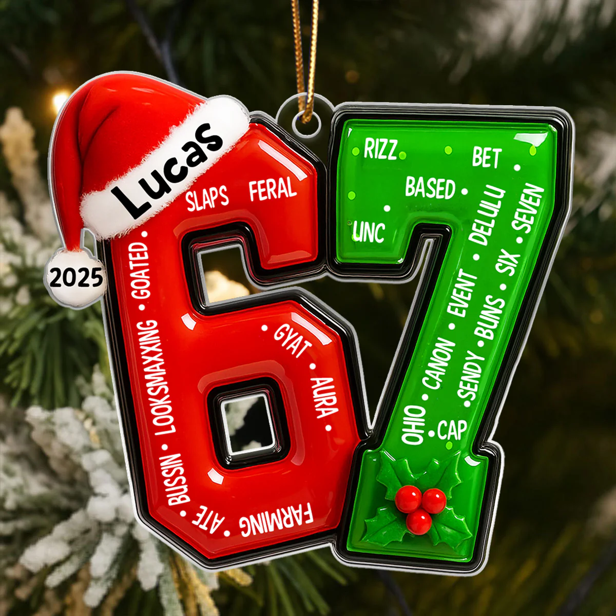 Funny Teen Slang Ornament 67 - Personalized Acrylic Ornament - Custom Name Christmas Ornament for Teens, Gen Z Meme Ornament, Cool Boy Gift, 2025 Trend Ornament - Image 3