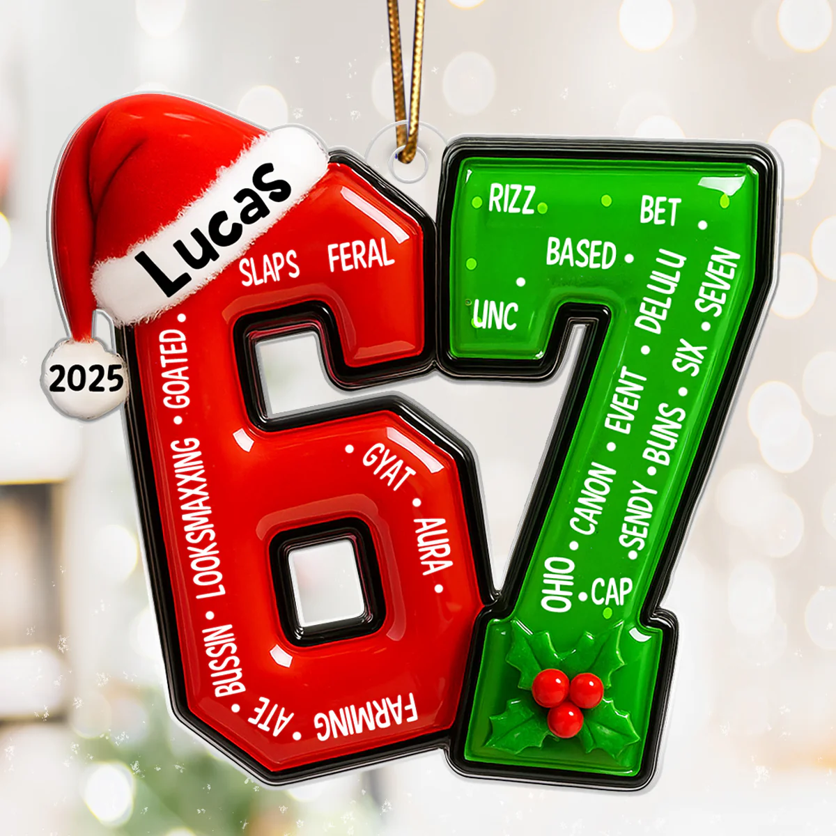 Funny Teen Slang Ornament 67 - Personalized Acrylic Ornament - Custom Name Christmas Ornament for Teens, Gen Z Meme Ornament, Cool Boy Gift, 2025 Trend Ornament - Image 4