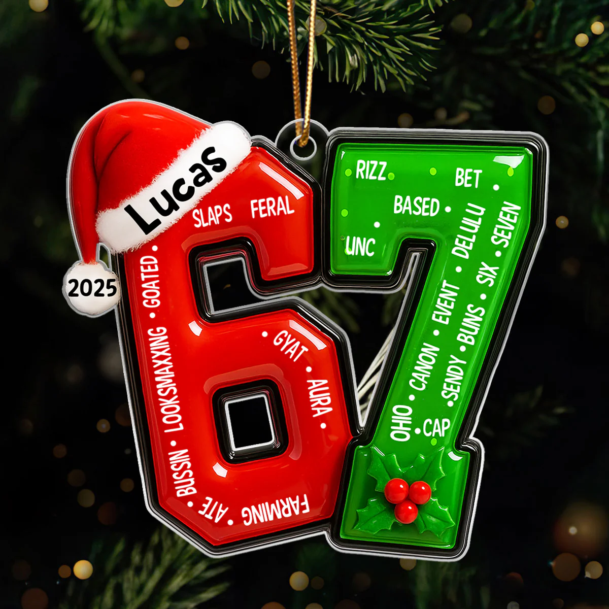 Funny Teen Slang Ornament 67 - Personalized Acrylic Ornament - Custom Name Christmas Ornament for Teens, Gen Z Meme Ornament, Cool Boy Gift, 2025 Trend Ornament - Image 5