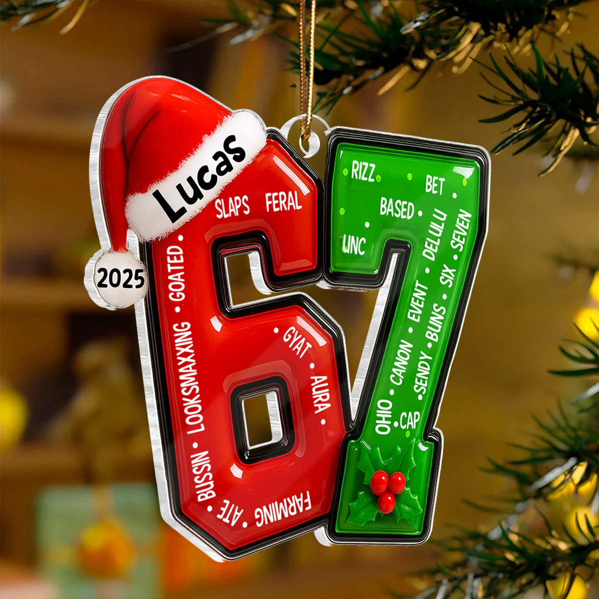 Funny Teen Slang Ornament 67 - Personalized Acrylic Ornament - Custom Name Christmas Ornament for Teens, Gen Z Meme Ornament, Cool Boy Gift, 2025 Trend Ornament - Image 6