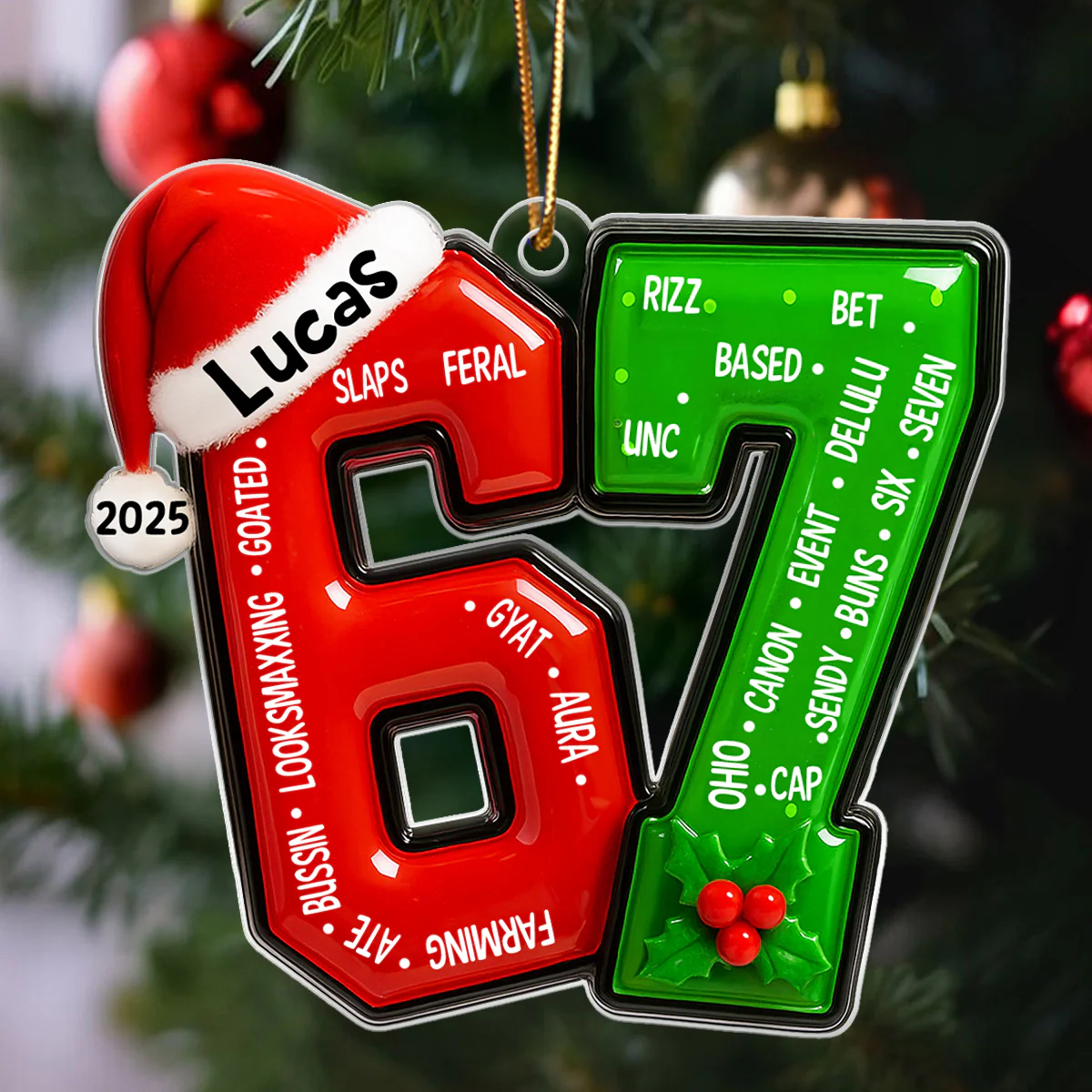 Funny Teen Slang Ornament 67 - Personalized Acrylic Ornament - Custom Name Christmas Ornament for Teens, Gen Z Meme Ornament, Cool Boy Gift, 2025 Trend Ornament - Image 7