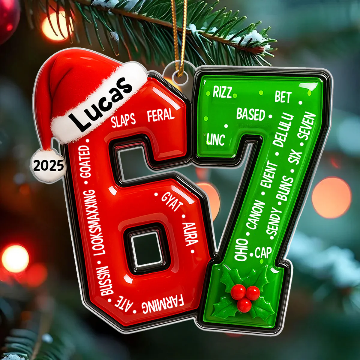 Funny Teen Slang Ornament 67 - Personalized Acrylic Ornament - Custom Name Christmas Ornament for Teens, Gen Z Meme Ornament, Cool Boy Gift, 2025 Trend Ornament - Image 8