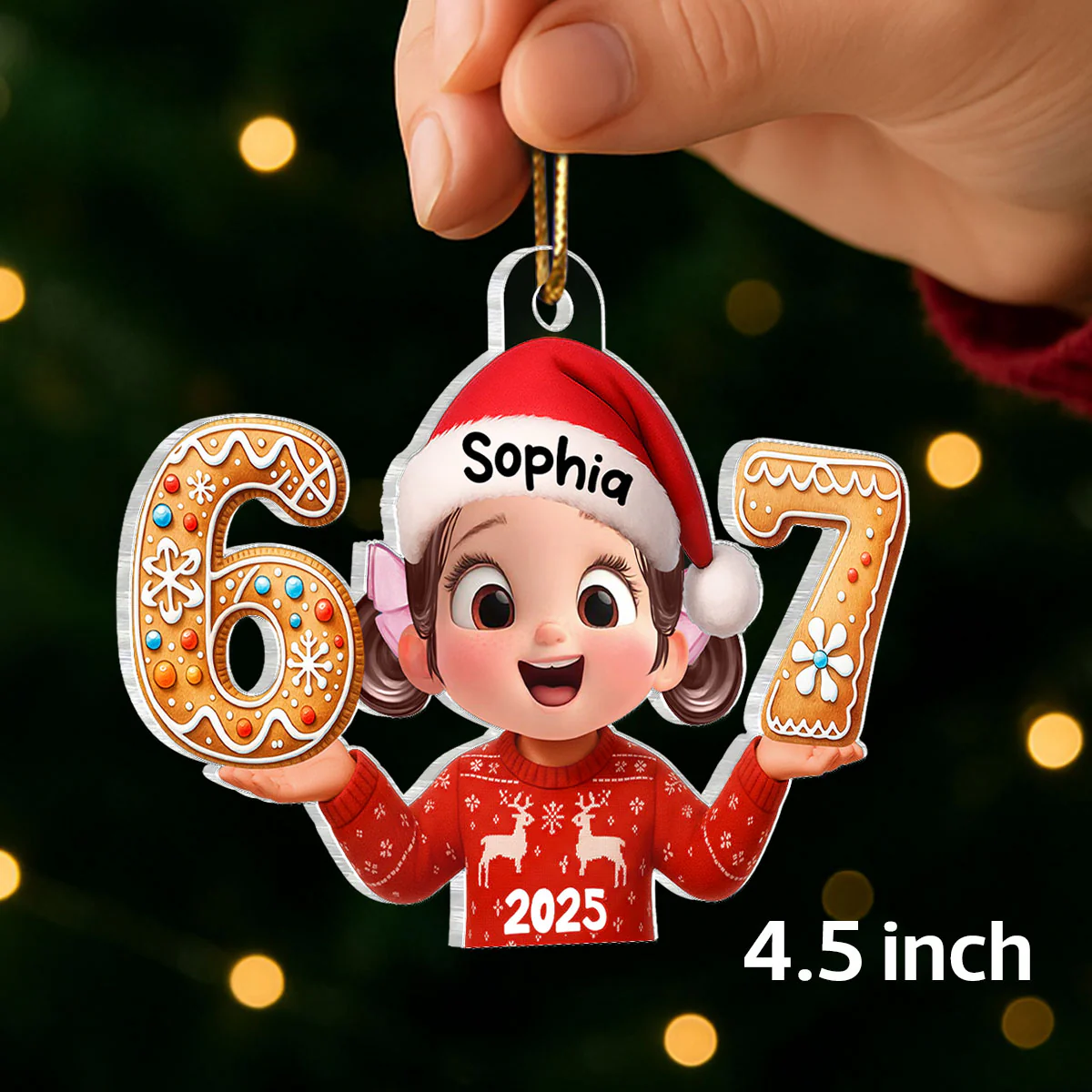 Funny Trendy Custom Six Seven 67 - Personalized Acrylic Ornament - Teen Slang Funny Tree Decor, Funny Teen Grandkid Gift - Image 2