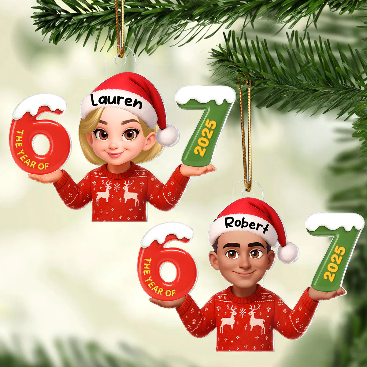 Funny Trendy Custom Six Seven 67 - Personalized Acrylic Ornament - Teen Slang Funny Tree Decor, Funny Teen Grandkid Gift - Image 3