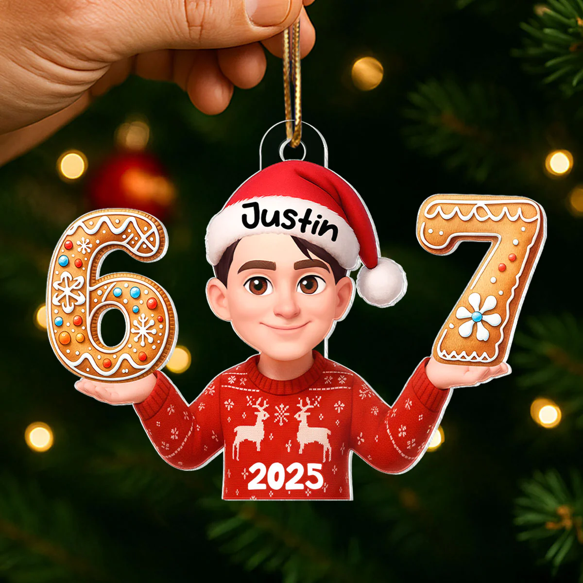 Funny Trendy Custom Six Seven 67 - Personalized Acrylic Ornament - Teen Slang Funny Tree Decor, Funny Teen Grandkid Gift - Image 5
