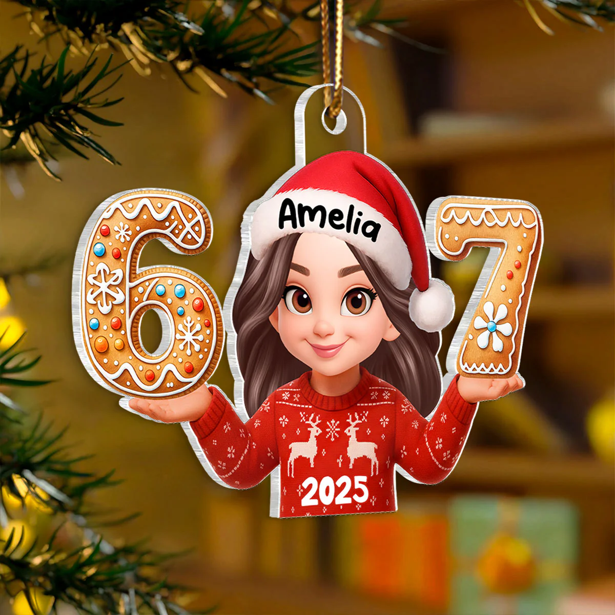 Funny Trendy Custom Six Seven 67 - Personalized Acrylic Ornament - Teen Slang Funny Tree Decor, Funny Teen Grandkid Gift - Image 8