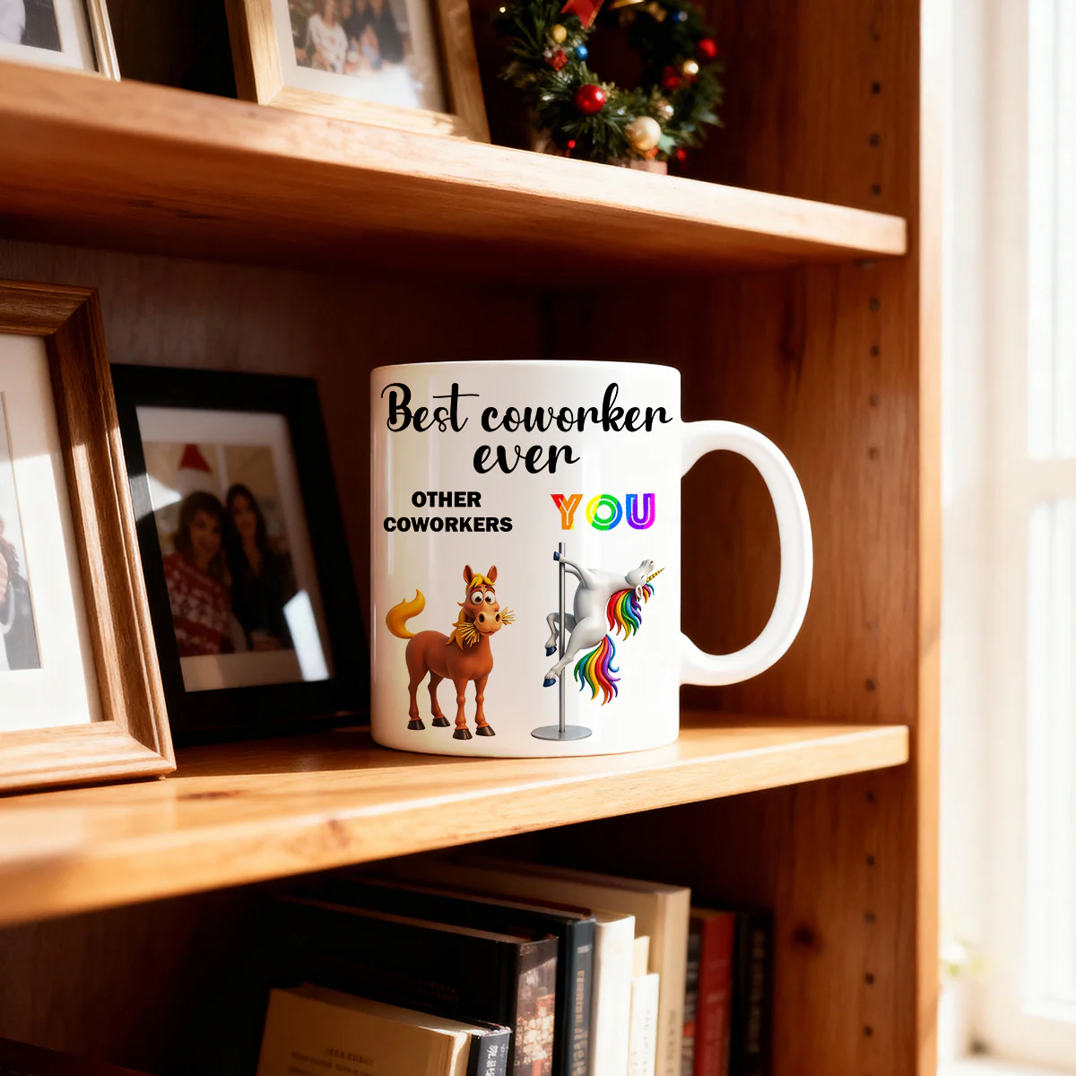 Funny Unicorn Coworker - Personalized Mug - Christmas Gift for Coworker, White Elephant - Image 4