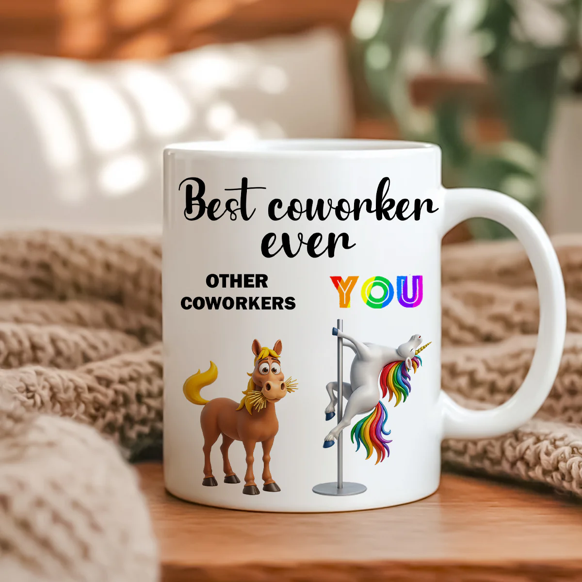 Funny Unicorn Coworker - Personalized Mug - Christmas Gift for Coworker, White Elephant - Image 5
