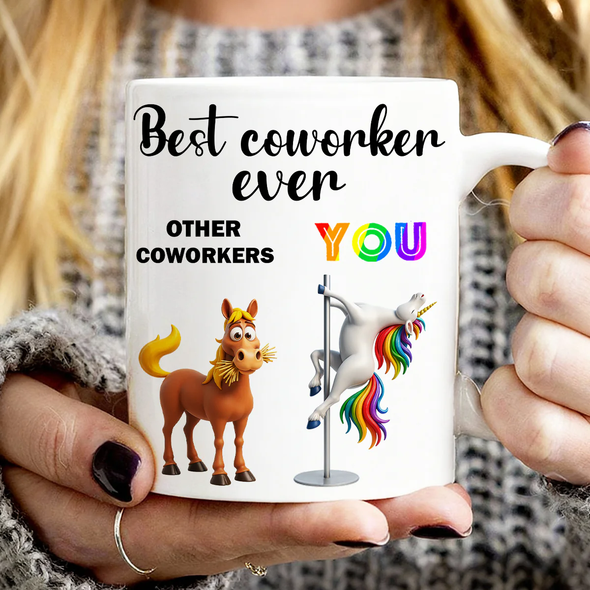 Funny Unicorn Coworker - Personalized Mug - Christmas Gift for Coworker, White Elephant - Image 7