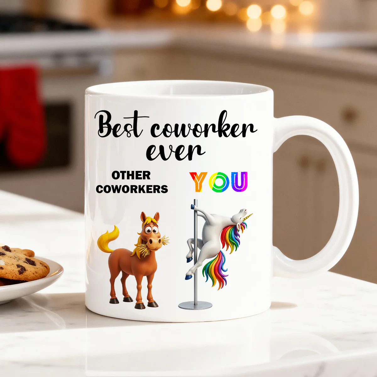 Funny Unicorn Coworker - Personalized Mug - Christmas Gift for Coworker, White Elephant - Image 9