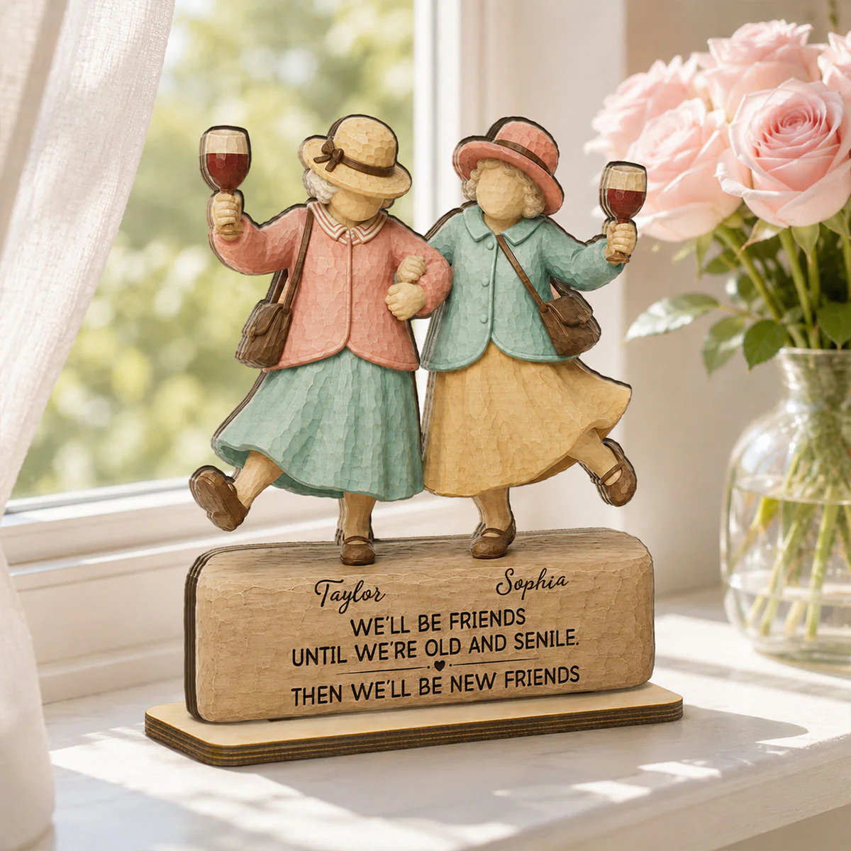 Funny We'll Be Friends - Personalized 2 Layered Wooden Plaque - Gift For Besties, Best Friends - Image 3