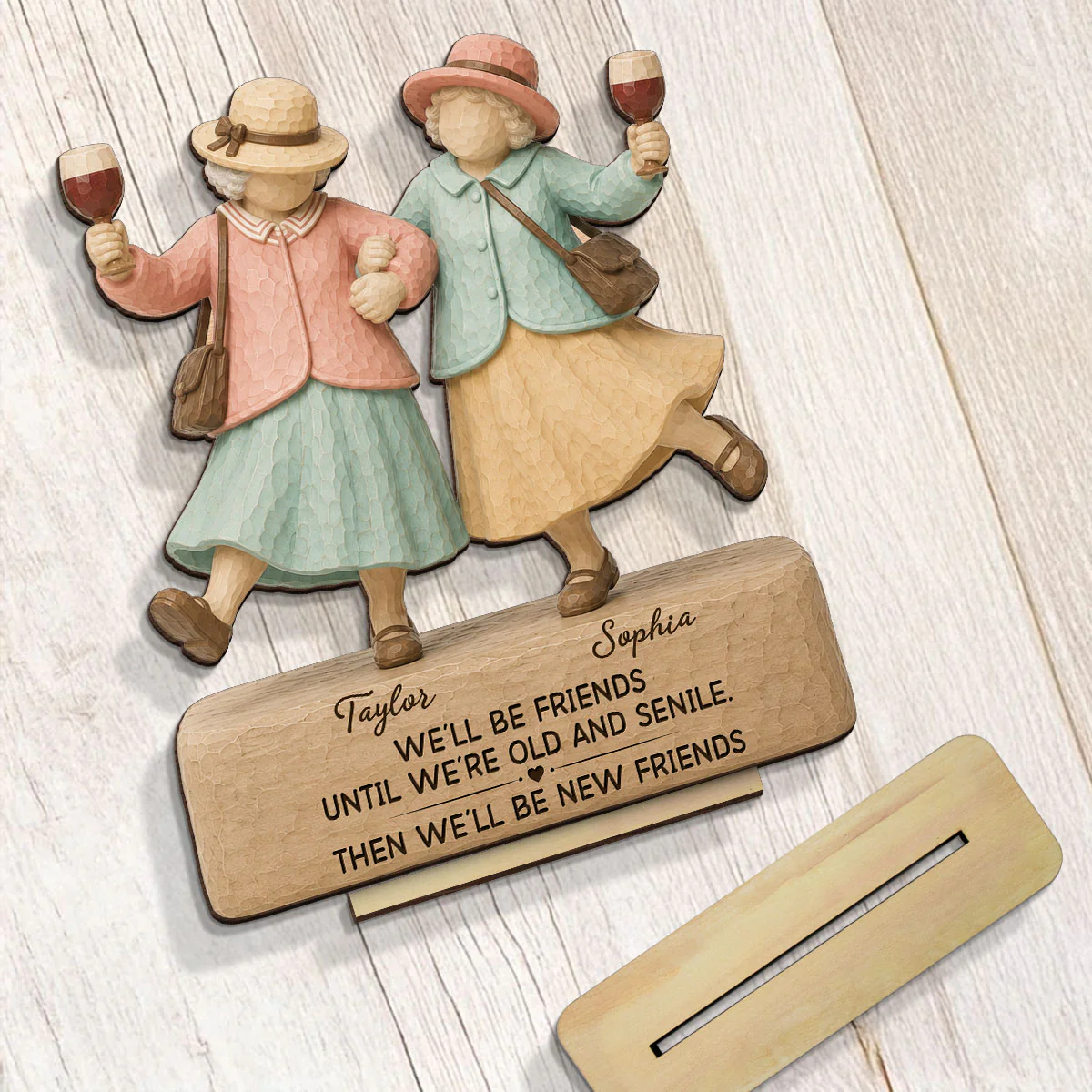 Funny We'll Be Friends - Personalized 2 Layered Wooden Plaque - Gift For Besties, Best Friends - Image 7