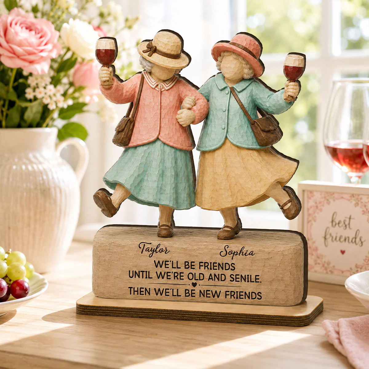 Funny We'll Be Friends - Personalized 2 Layered Wooden Plaque - Gift For Besties, Best Friends - Image 9
