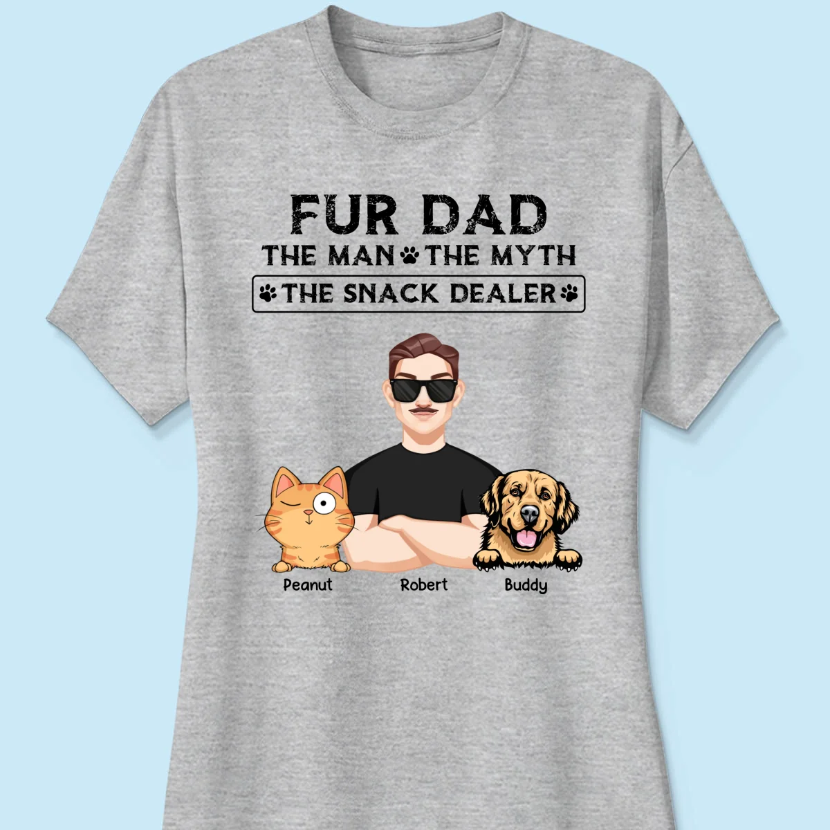 Fur Dad The Man The Myth The Snack Dealer Personalized Shirt, Gift For Dog Cat Dad - Image 10