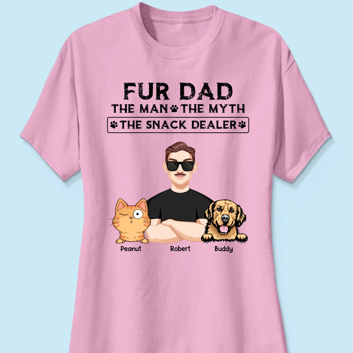 Fur Dad The Man The Myth The Snack Dealer Personalized Shirt, Gift For Dog Cat Dad - Image 12