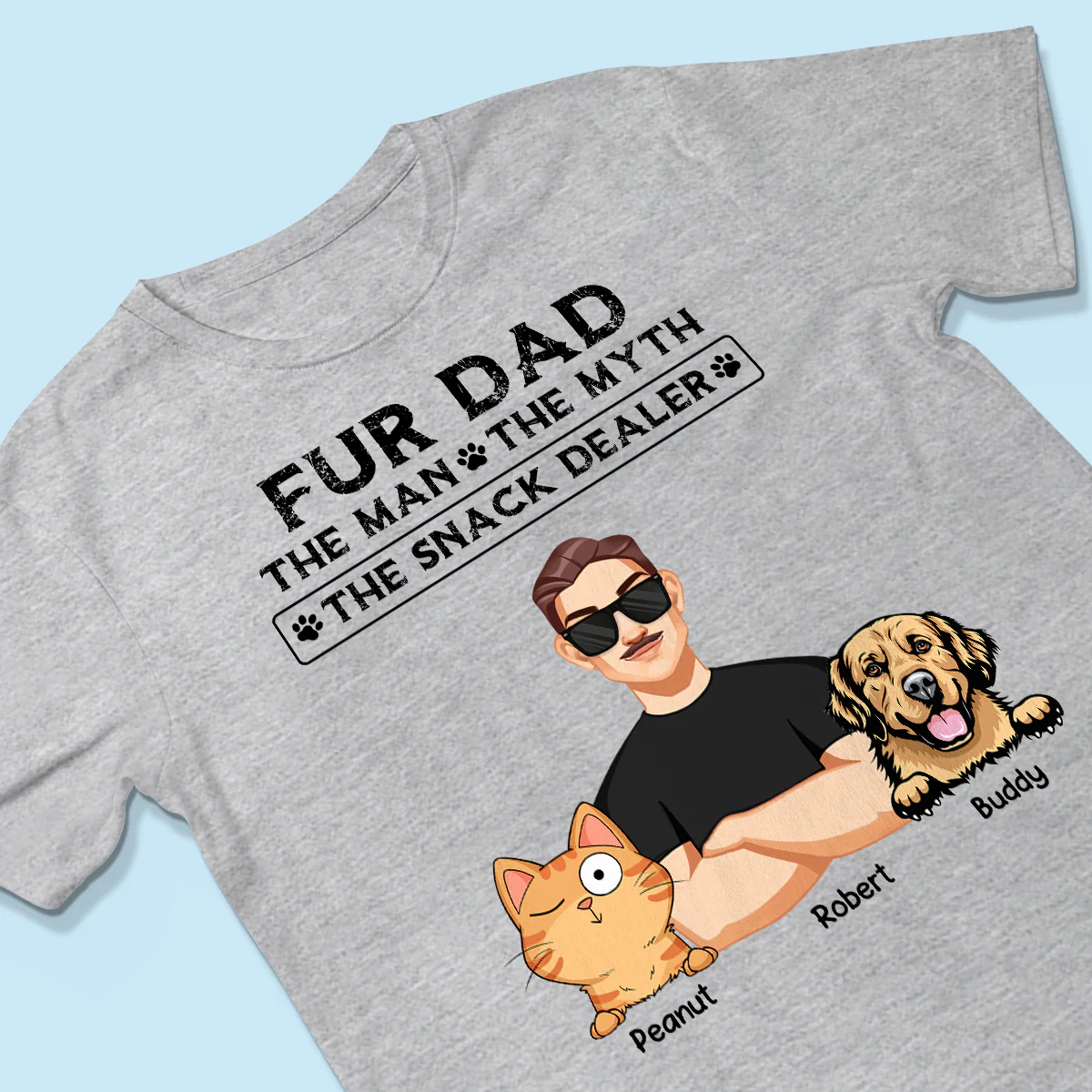 Fur Dad The Man The Myth The Snack Dealer Personalized Shirt, Gift For Dog Cat Dad - Image 3
