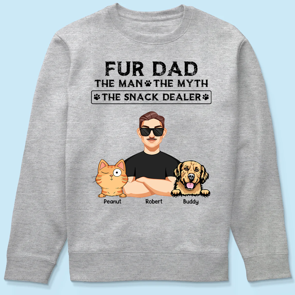 Fur Dad The Man The Myth The Snack Dealer Personalized Shirt, Gift For Dog Cat Dad - Image 5