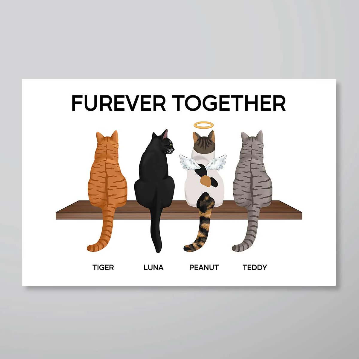 Furever Together Cat Portrait Prints Cats On A Shelf Personalized Poster
