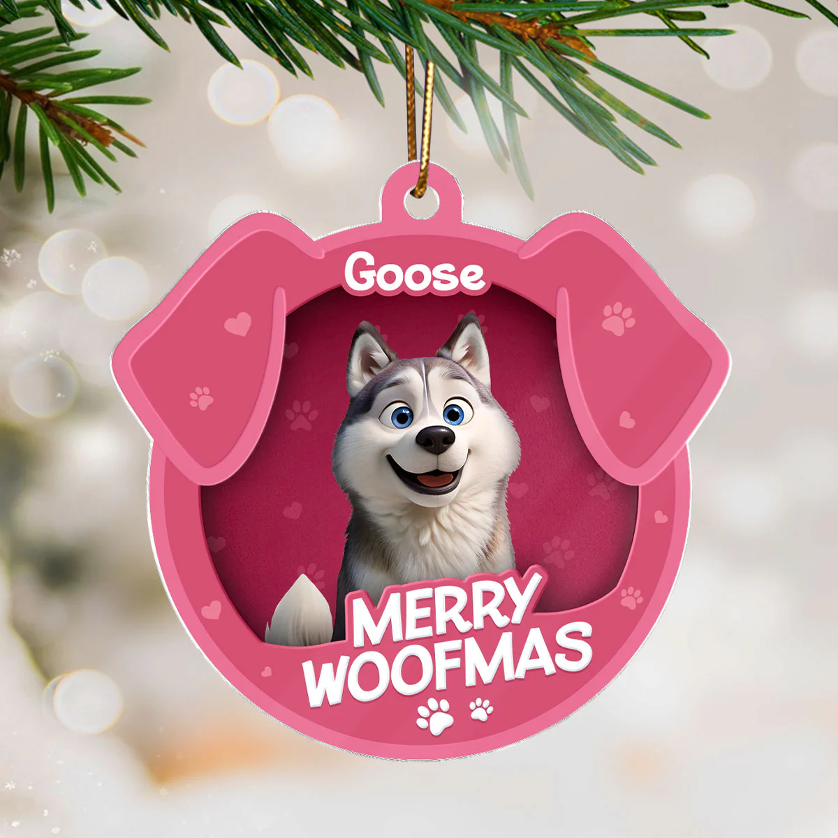 Furry Joy Dog Face 3D Effect Toy Box Personalized Acrylic Ornament, Christmas Gift for Dog Lovers - Image 4