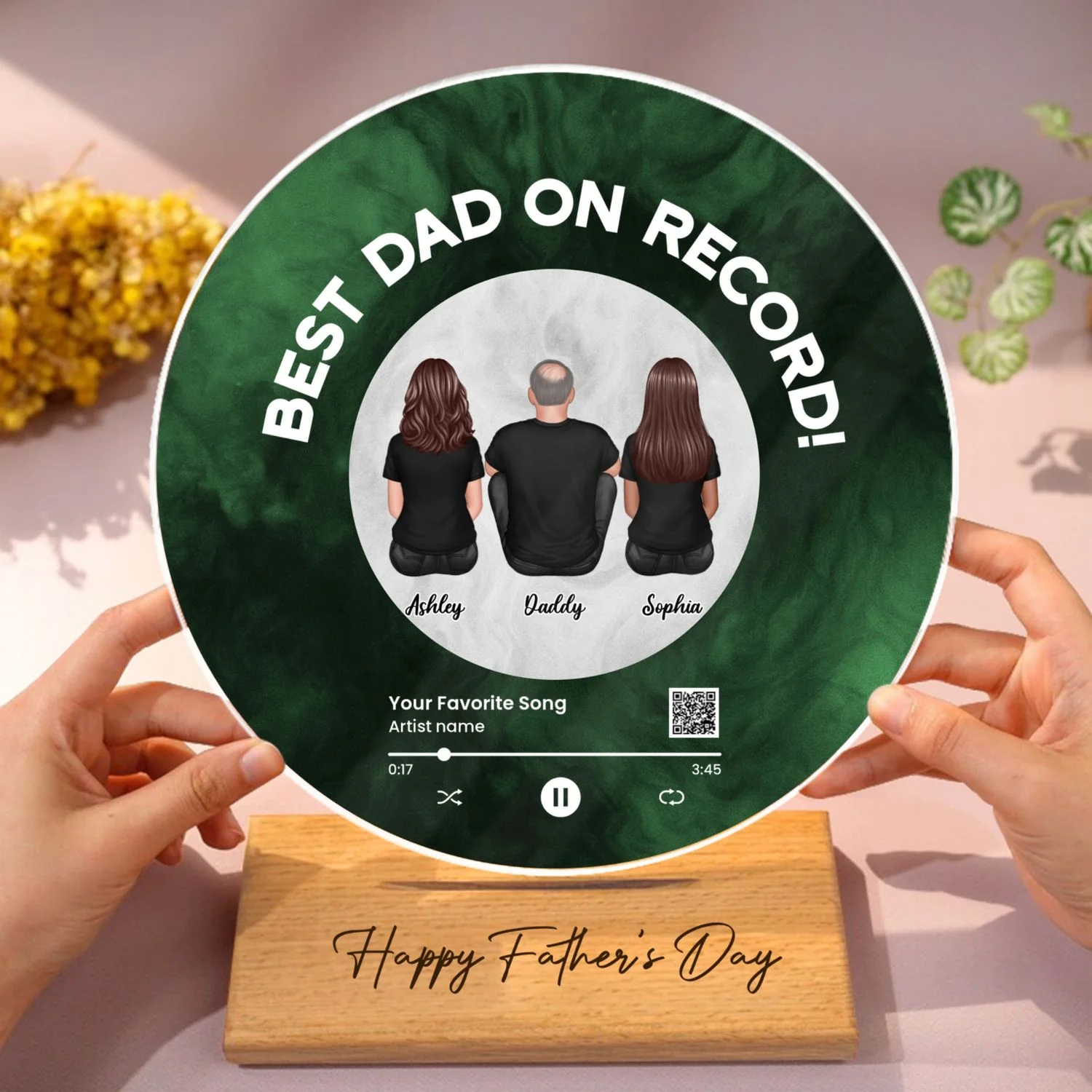 Galaxy Best Dad On Record Favorite Song Scannable QR Code Personalized Acrylic Record Plaque, Gift For Dad - Image 11