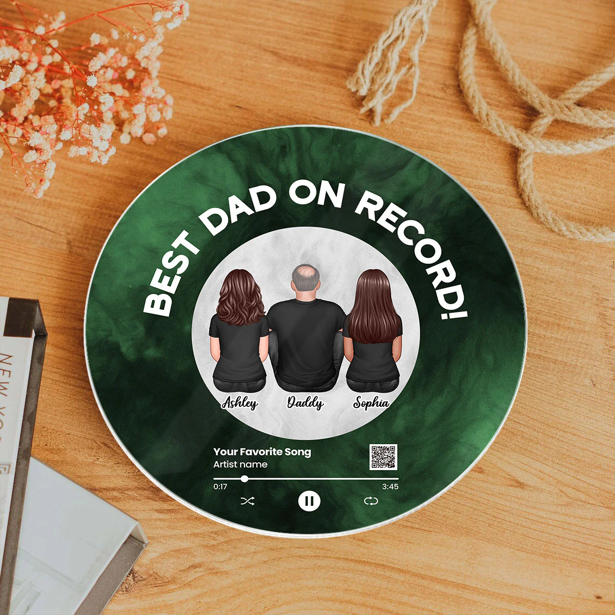 Galaxy Best Dad On Record Favorite Song Scannable QR Code Personalized Acrylic Record Plaque, Gift For Dad - Image 3