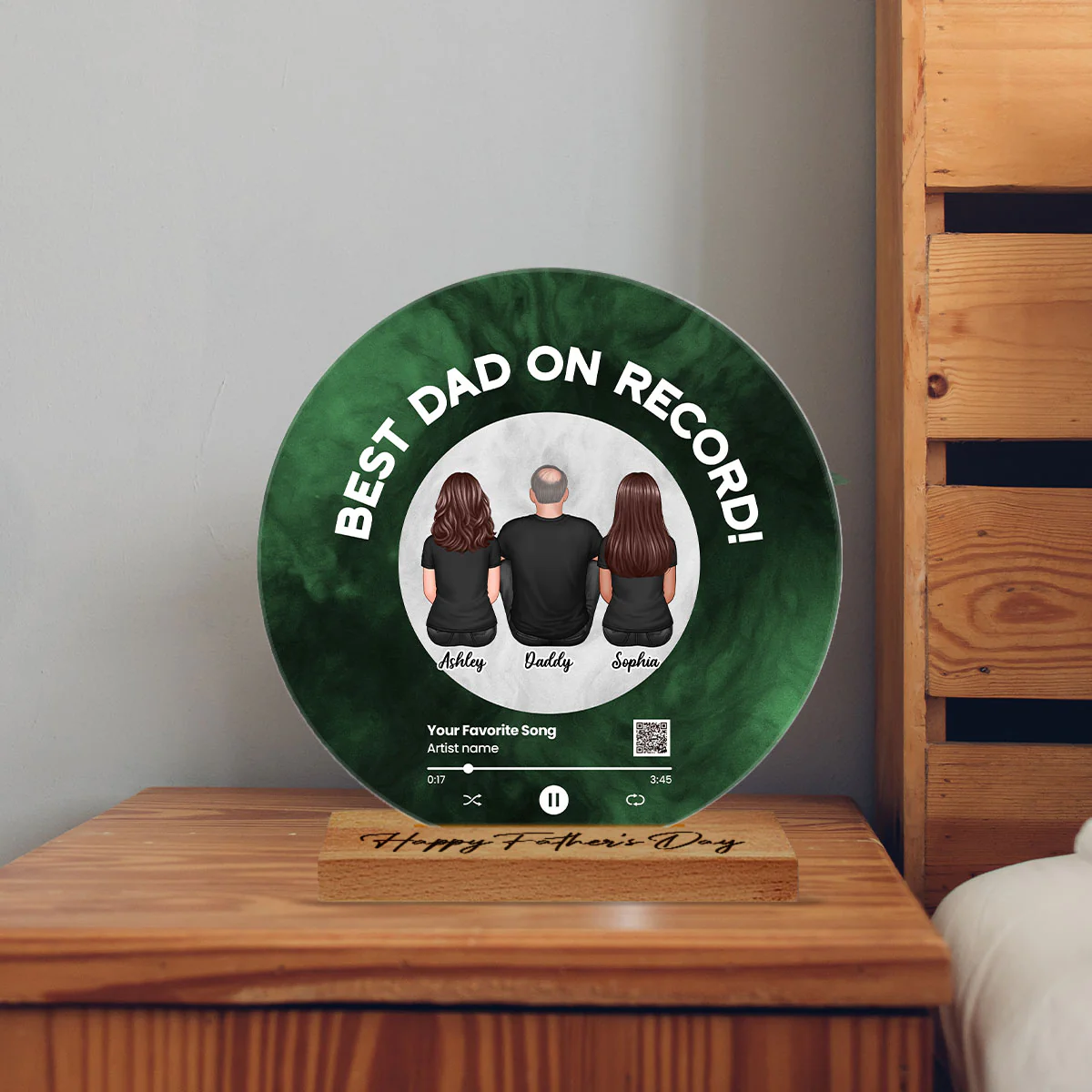 Galaxy Best Dad On Record Favorite Song Scannable QR Code Personalized Acrylic Record Plaque, Gift For Dad - Image 4
