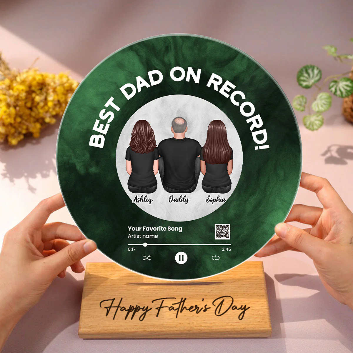 Galaxy Best Dad On Record Favorite Song Scannable QR Code Personalized Acrylic Record Plaque, Gift For Dad - Image 5
