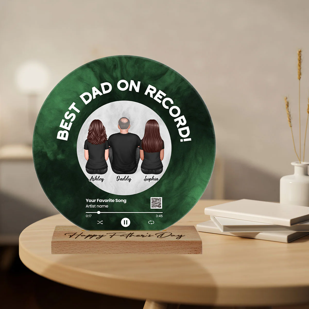 Galaxy Best Dad On Record Favorite Song Scannable QR Code Personalized Acrylic Record Plaque, Gift For Dad - Image 6