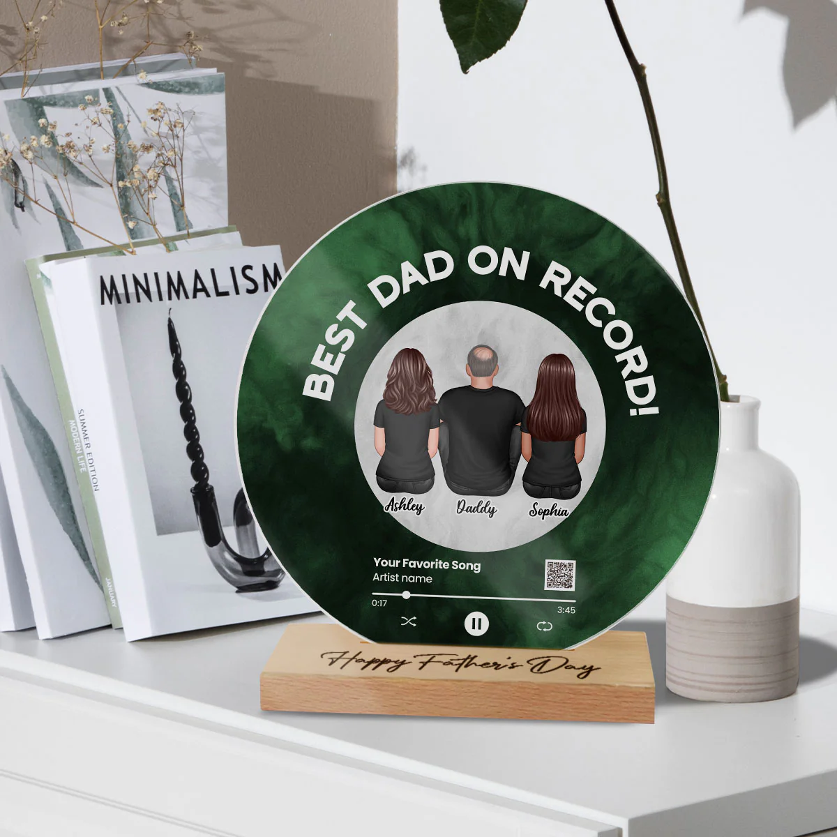 Galaxy Best Dad On Record Favorite Song Scannable QR Code Personalized Acrylic Record Plaque, Gift For Dad - Image 7
