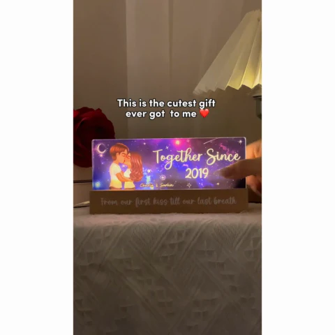 [EXCLUSIVE LIMITED EDITION] Galaxy Couple Kissing Personalized Acrylic Block LED Night Light, Anniversary Gift For Couple - Image 2
