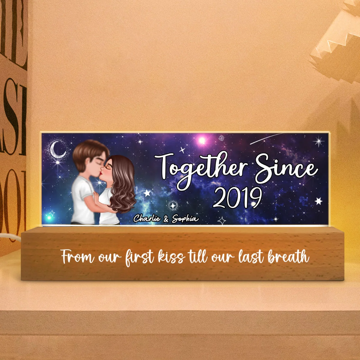[EXCLUSIVE LIMITED EDITION] Galaxy Couple Kissing Personalized Acrylic Block LED Night Light, Anniversary Gift For Couple - Image 7