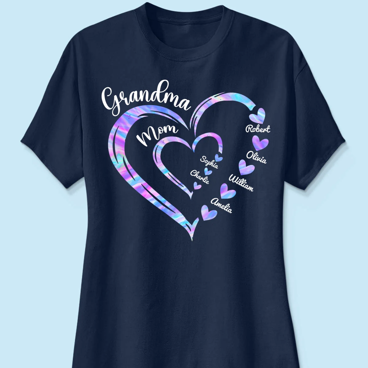 Galaxy Grandma Mom Heart In Heart Personalized Shirt - Image 9