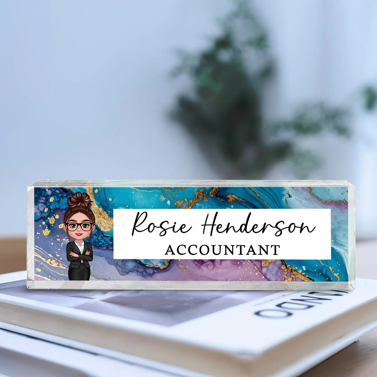 Galaxy Marble Texture Man Woman Office Personalized Desk Name Plate - Image 5