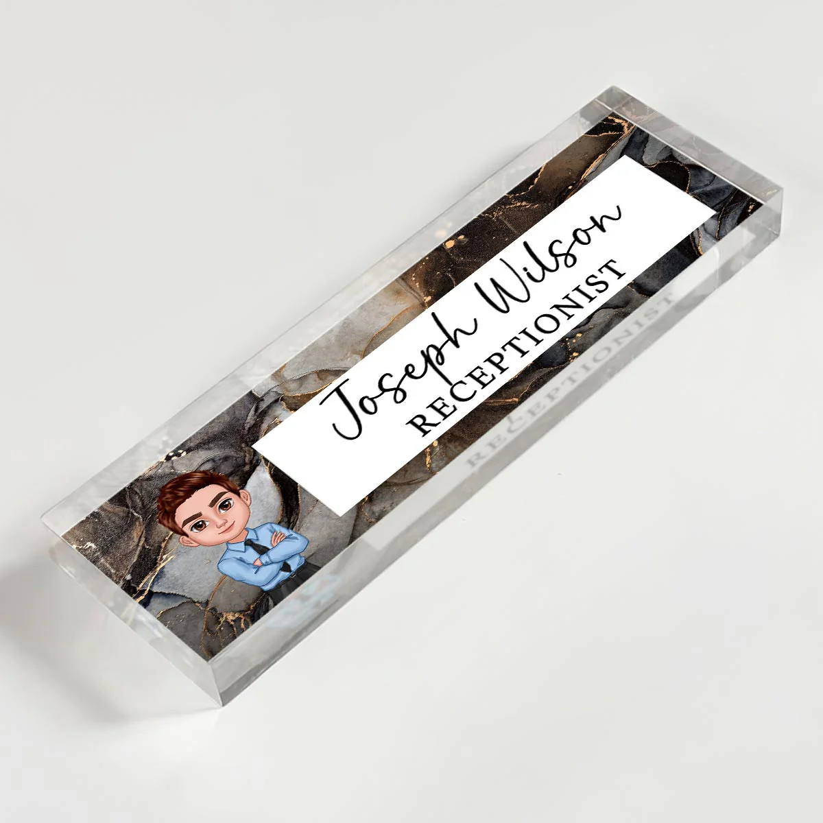 Galaxy Marble Texture Man Woman Office Personalized Desk Name Plate - Image 6