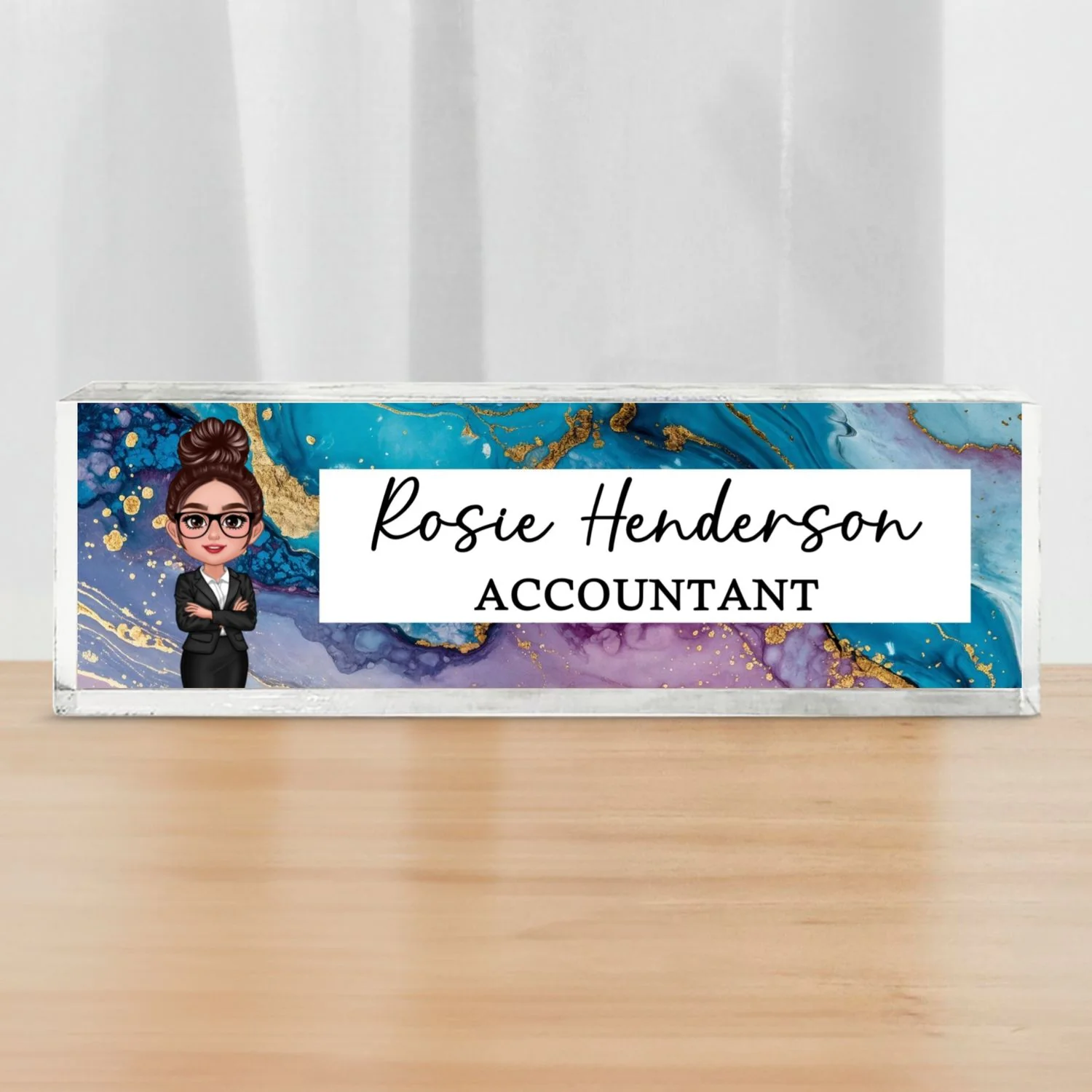 Galaxy Marble Texture Man Woman Office Personalized Desk Name Plate - Image 8