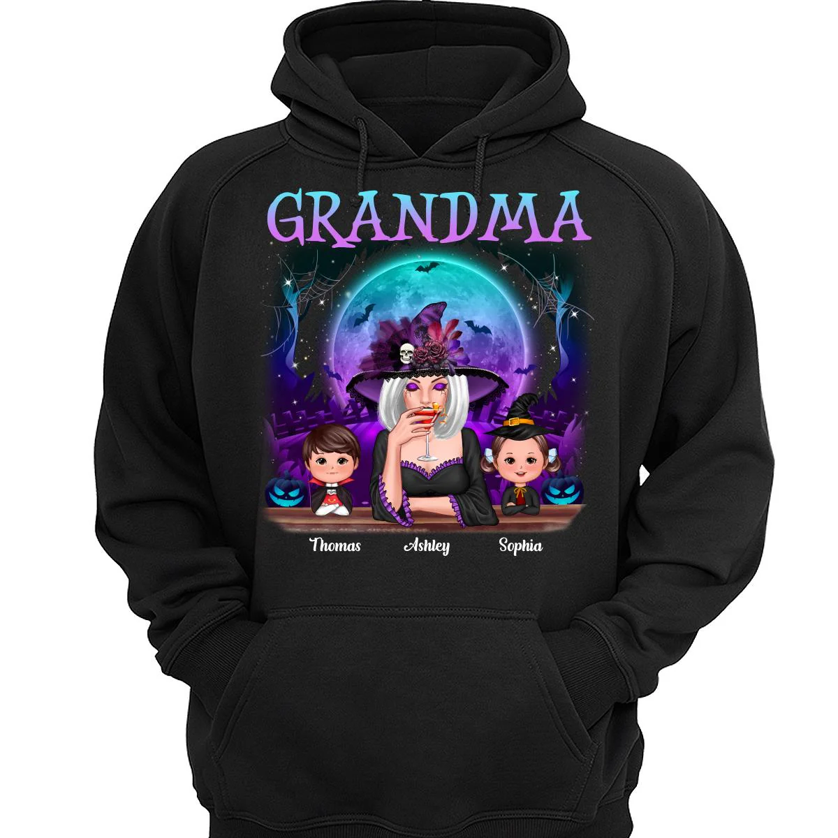 Galaxy Moon Grandma Mom Halloween Personalized Shirt - Image 3