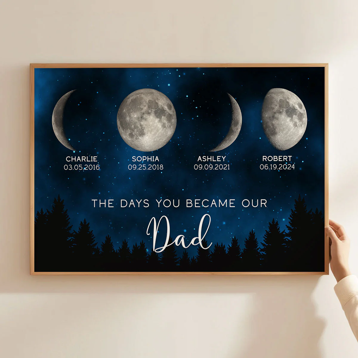 Galaxy Night Custom Birth Moon Phase The Days You Became Our Dad - Personalized Poster