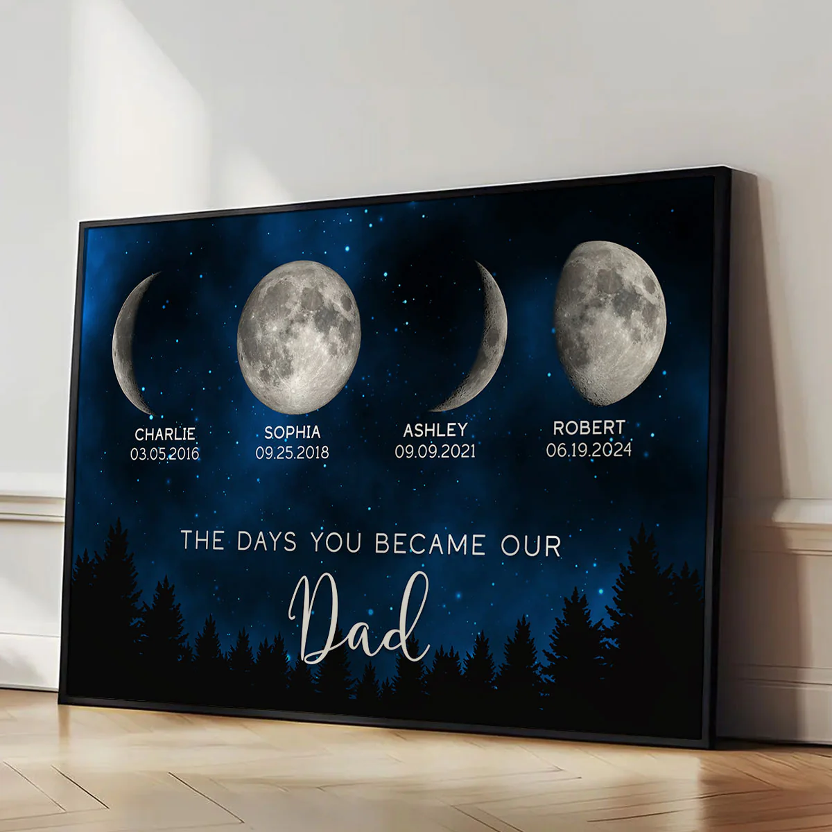 Galaxy Night Custom Birth Moon Phase The Days You Became Our Dad - Personalized Poster - Image 2