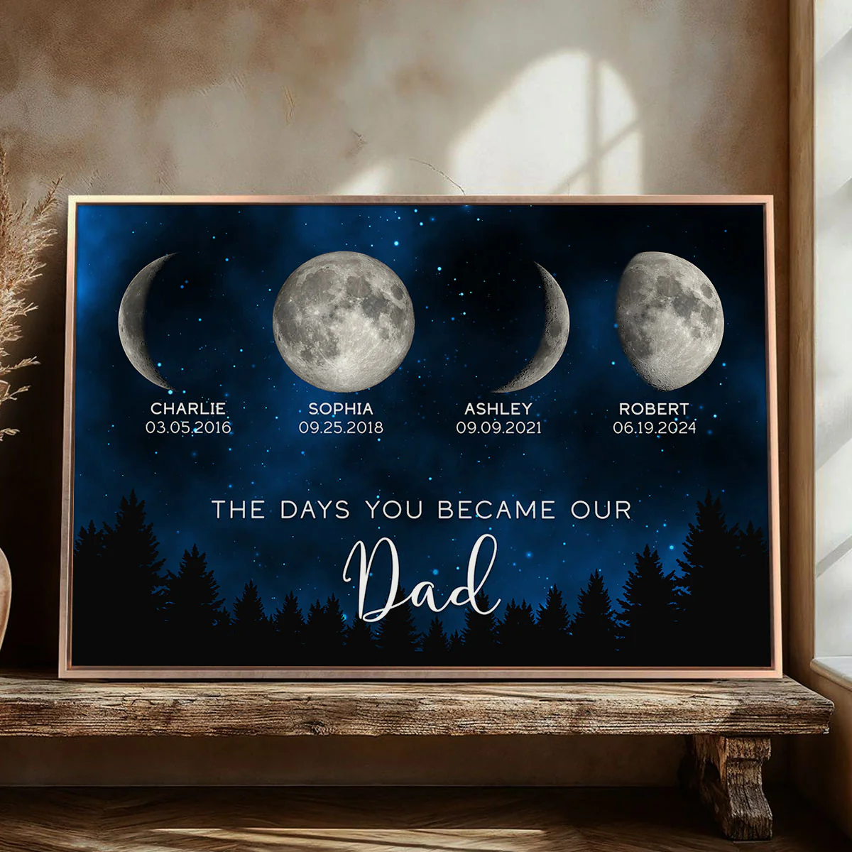 Galaxy Night Custom Birth Moon Phase The Days You Became Our Dad - Personalized Poster - Image 3