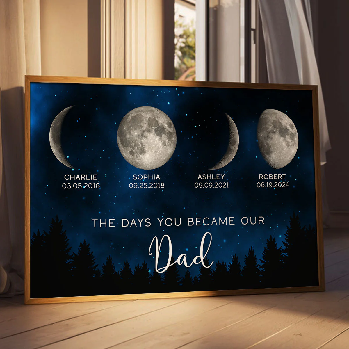 Galaxy Night Custom Birth Moon Phase The Days You Became Our Dad - Personalized Poster - Image 4