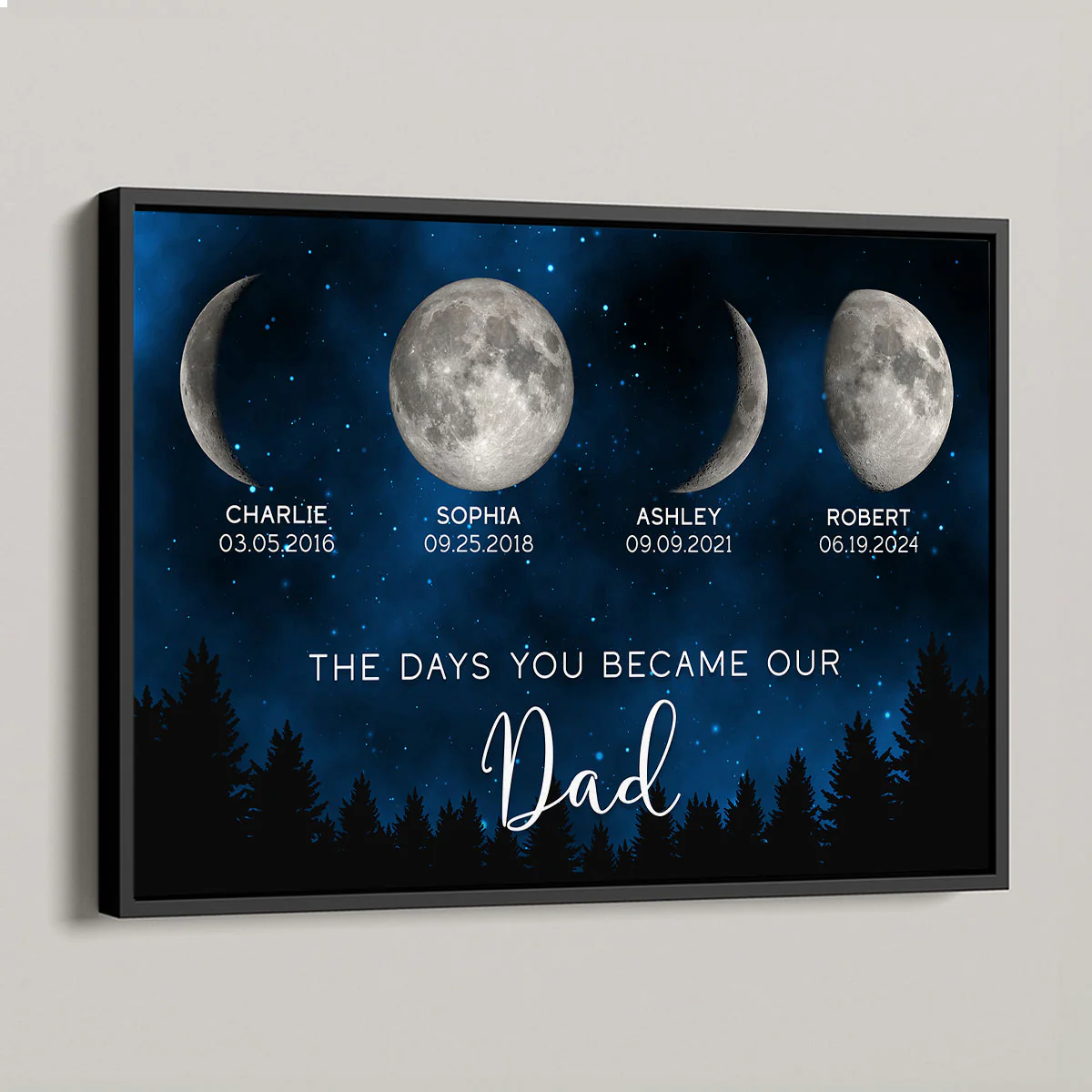Galaxy Night Custom Birth Moon Phase The Days You Became Our Dad - Personalized Poster - Image 5