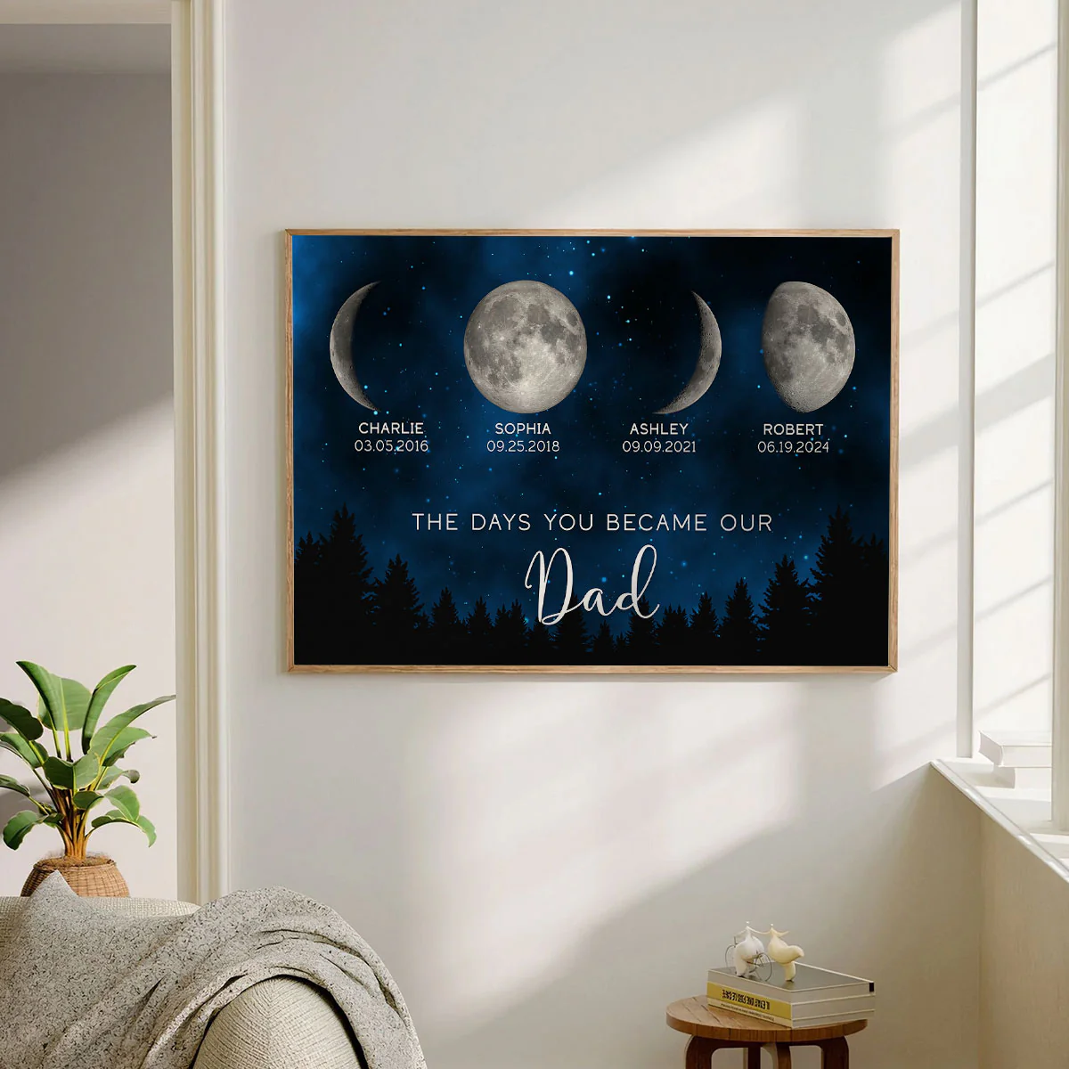 Galaxy Night Custom Birth Moon Phase The Days You Became Our Dad - Personalized Poster - Image 6